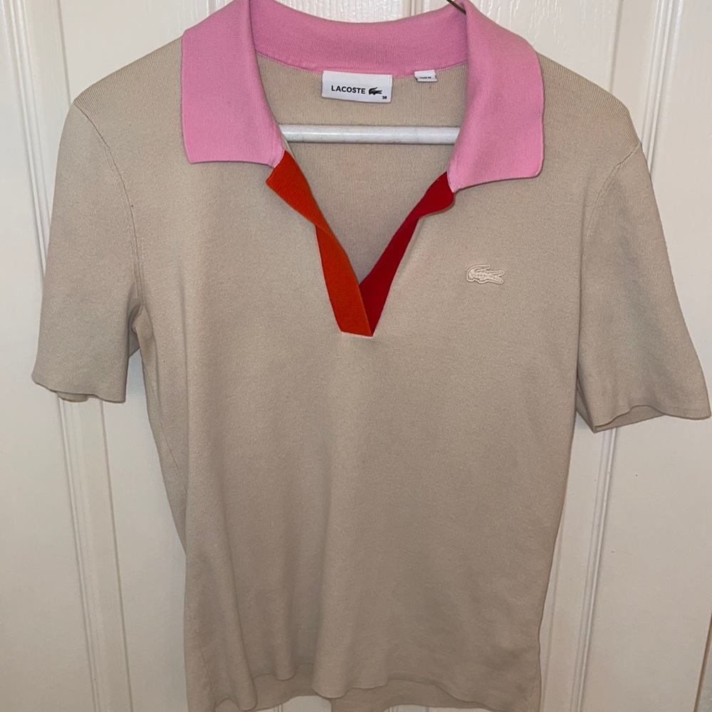 Lacoste color-blocked open collar top